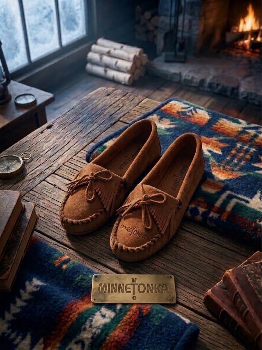 Minnetonka Brown Suede Kilty Fringe Moccasins Hardsole 402 Sz 6.5 Men’s Sz 5